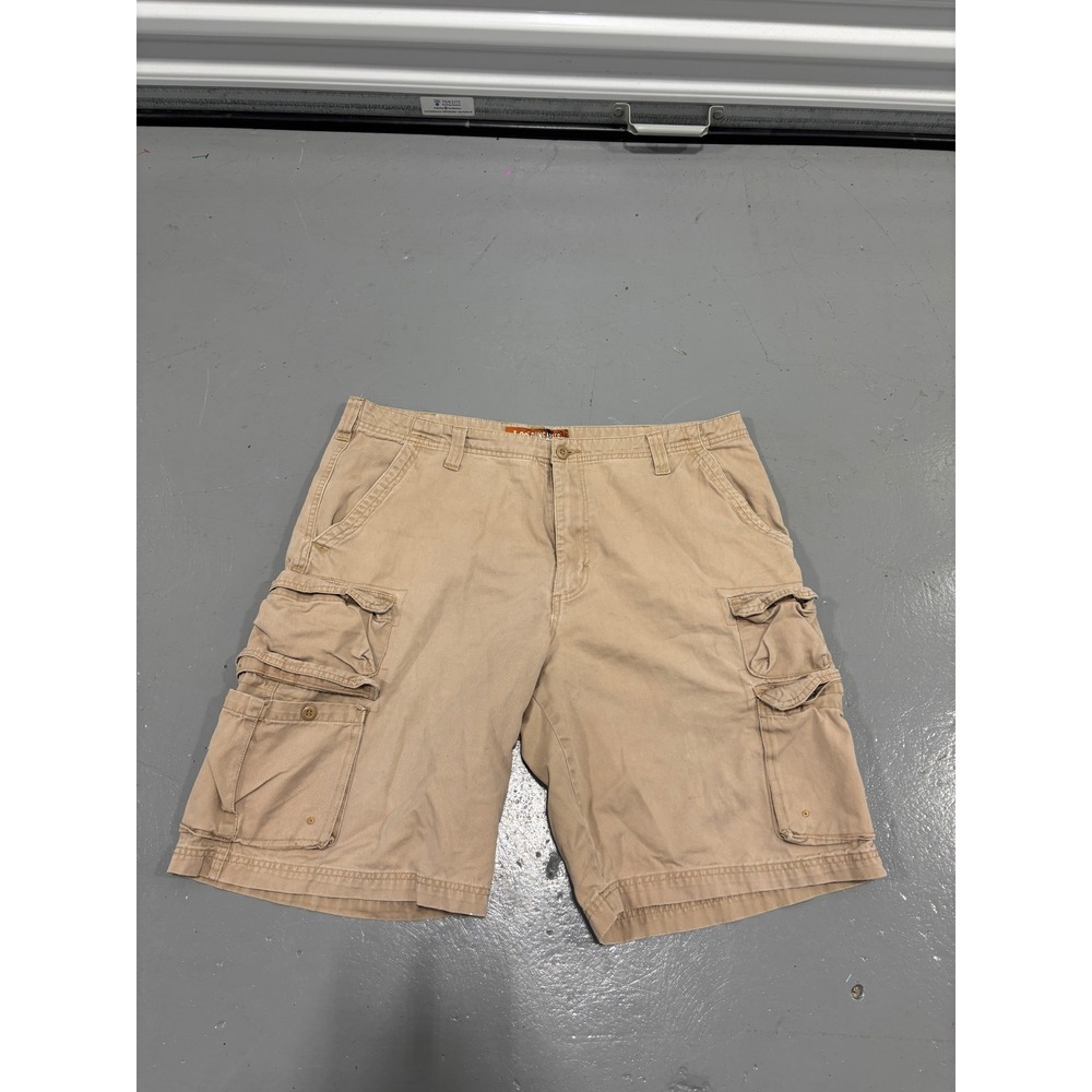 Lee Dungarees‎ Mens Tan Khaki Cotton Twill Multi Pocket Cargo Shorts Size 38